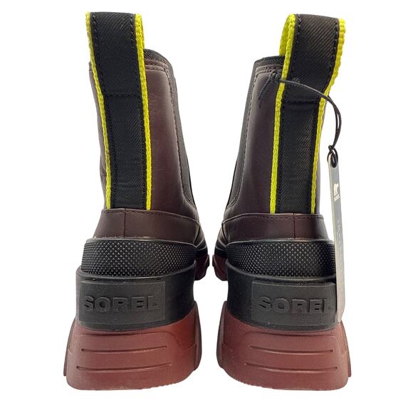 Sorel Chelsea Boot Brex Women's 6.5 Waterproof Leather Cinder Black Pull On Lug - Picture 5 of 10